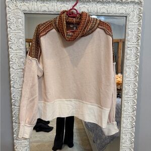 Gimmicks by BKE Cream and Brown Cowl Neck Sweater